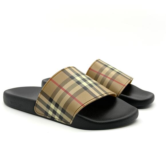 Size 11US - Burberry Men's Checked Rubber Furley Slides - Picture 1 of 5
